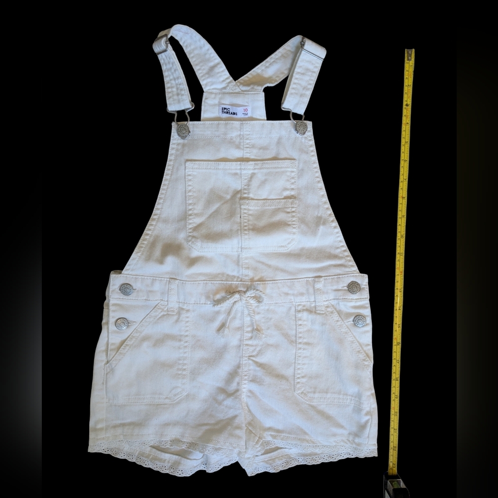 NWT Epic Threads Shortalls Coveralls White Denim Eyelet Trim 10